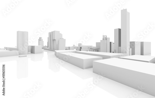 Abstract modern cityscape isolated 3 d model