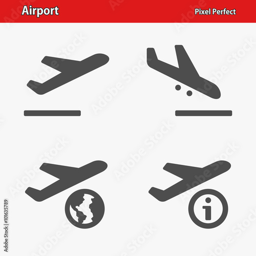 Airport Icons. Professional, pixel perfect icons optimized for both large and small resolutions. EPS 8 format.
