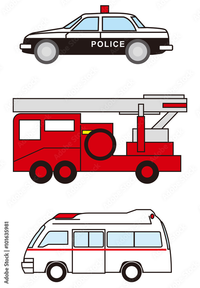 パトカー 消防車 救急車 Stock Vector | Adobe Stock