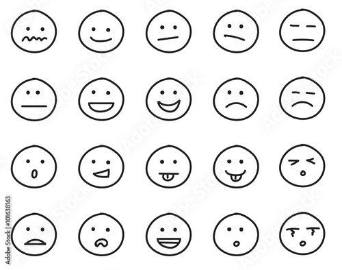 Collection of freehand drawing of emoticons.