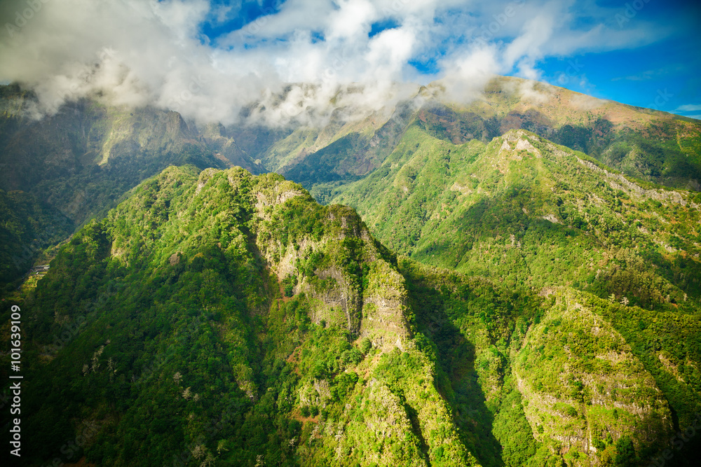 Madeira's peaks from levada Balcoes