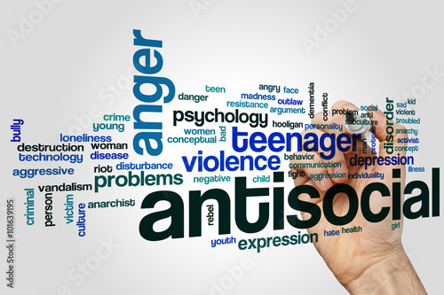 Antisocial word cloud concept photo