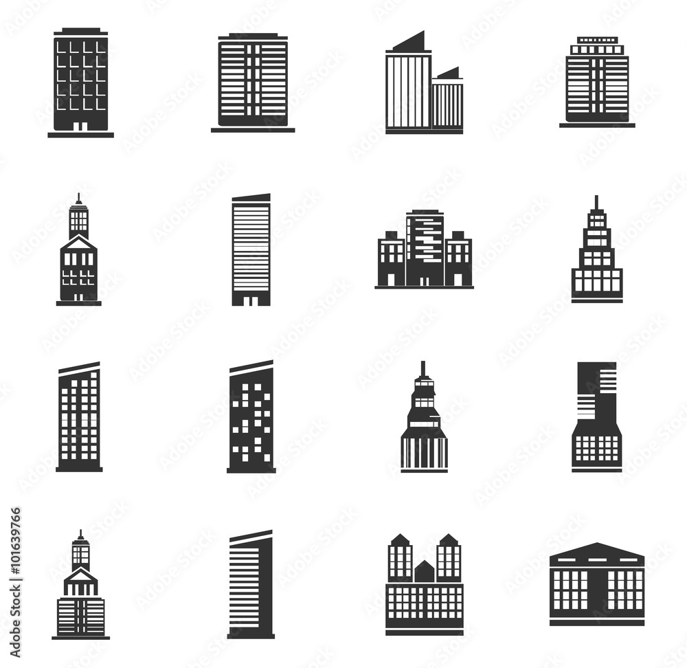 Buildings icons set Buildings icons set