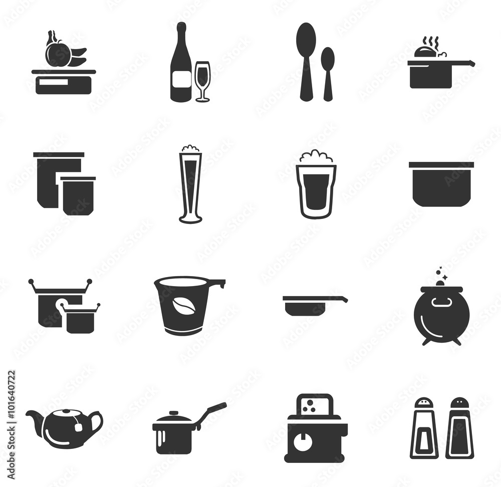 Food and kitchen icons set Food and kitchen icons set