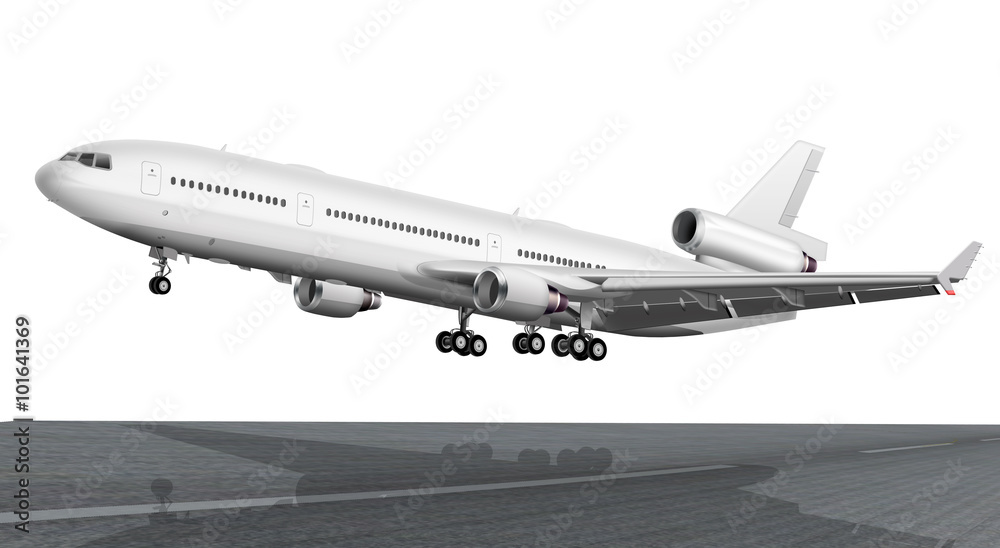 Obraz premium Passagierflugzeug mit Fahrwerk, freigestellt