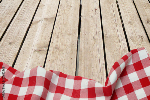 Tablecloth on wood