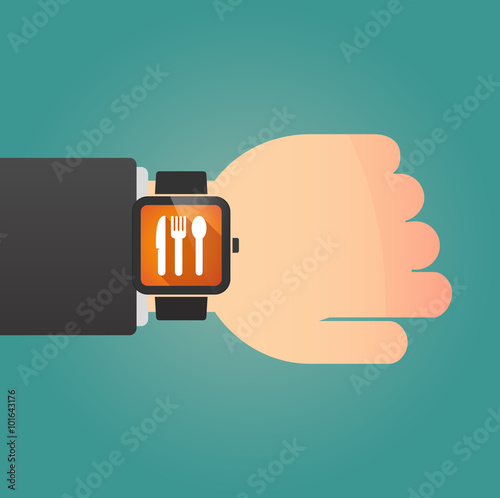 Isolated smart watch icon with cutlery