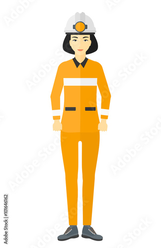 Confident miner in hardhat.