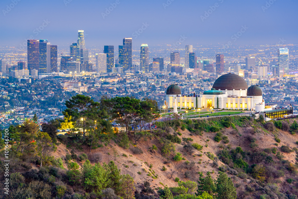 Naklejka premium Griffith Park, Los Angeles, Kalifornia, USA Skyline