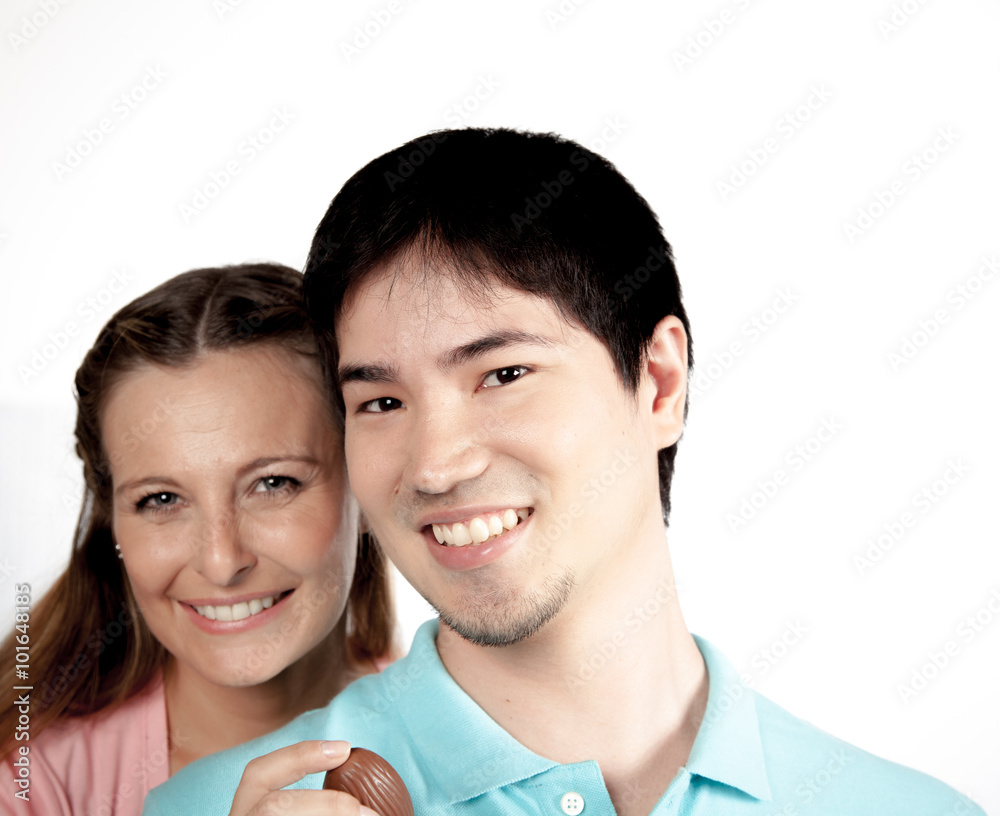 Couple with easter eggs Couple with easter eggs