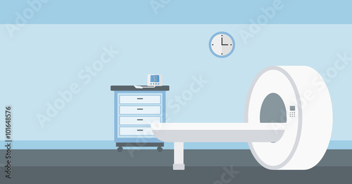 Background of hospital room with MRI machine.
