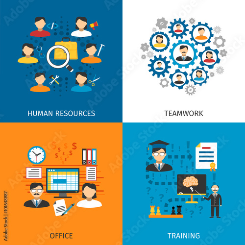 Human Resources Concept 4 Flat Icons 