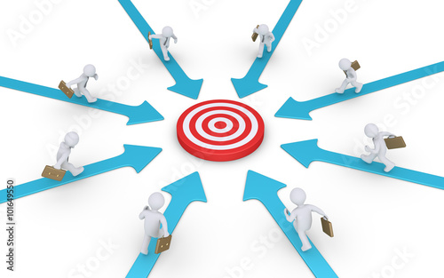 Businessmen running to target