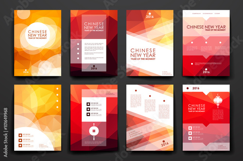 Set of brochure, poster design templates in Chinese New Year style