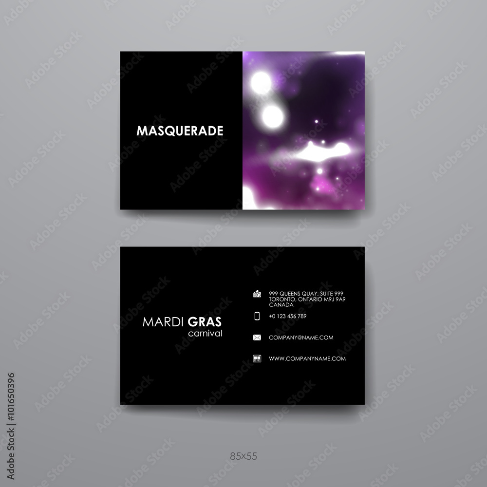 Fototapeta premium Set of Design Business Card Template in Mardi Gras style