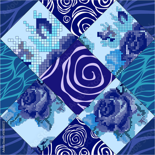 vector seamless patchwork pattern. oriental or russian design