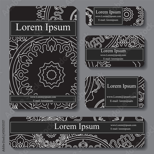 stock vector set of business card. decorative ornament. doodle d