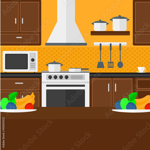 Background of kitchen with appliances.