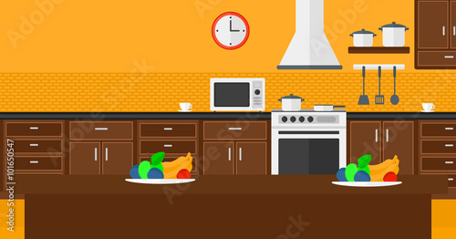 Background of kitchen with appliances.
