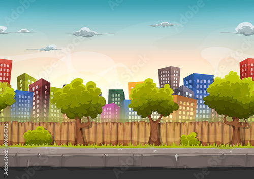 Seamless Street City Landscape For Game Ui