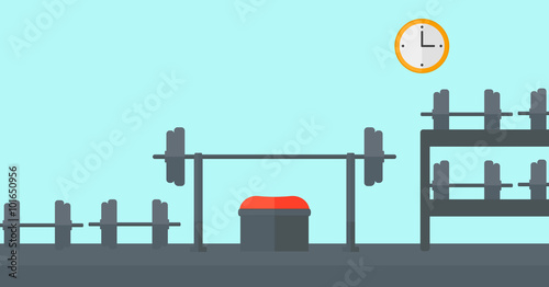 Background of gym with equipment.