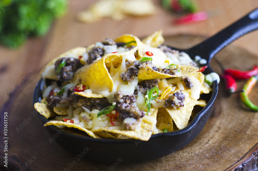 Fotografie Nachos with haggis