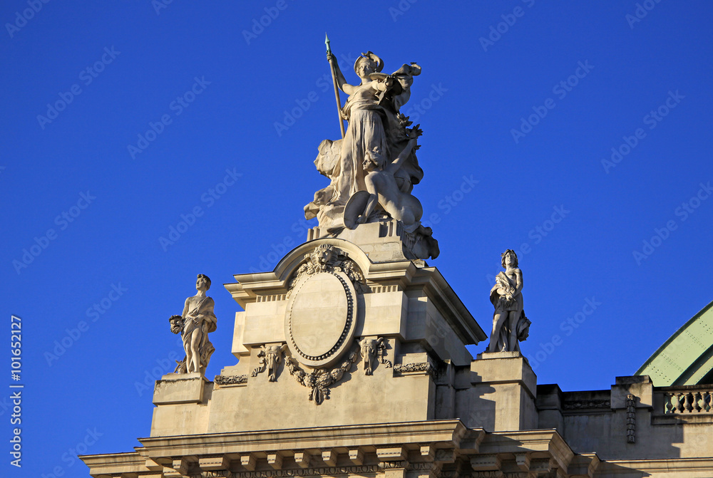 PARIS, FRANCE -18 DECEMBER 2011: Architectural details of Grand Palais des Champs-Elysees in Paris, France