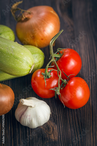 Vegetables on a dark wooden background