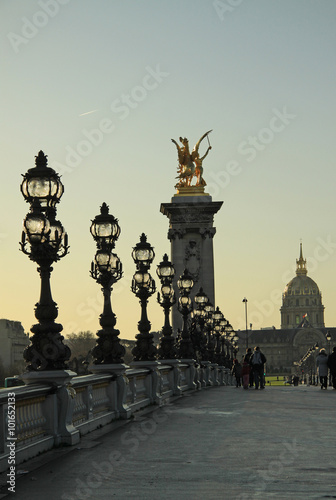 PARIS, FRANCE -18 DECEMBER 2011: Pont Alexandre lll on sunset, Paris, France