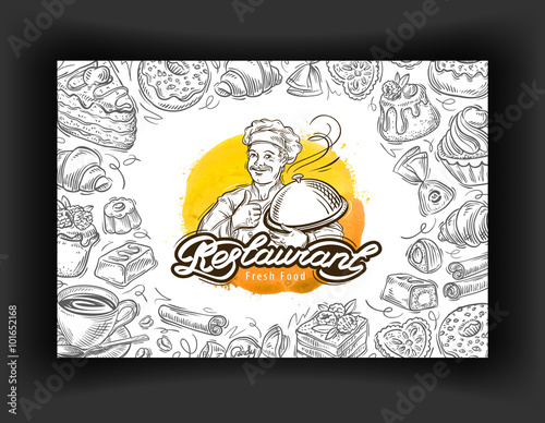 restaurant vector logo design template. cafe, eatery or dessert icons