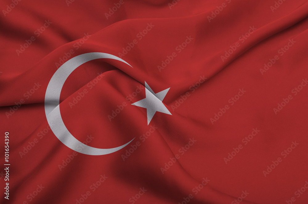 Obraz premium Turkey Flag on silk background
