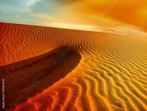 Sunset over the Sahara Desert photo