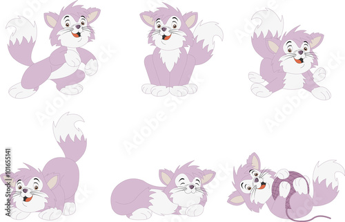 Wallpaper Mural Pink cartoon kitten. Cute playful cat.
 Torontodigital.ca