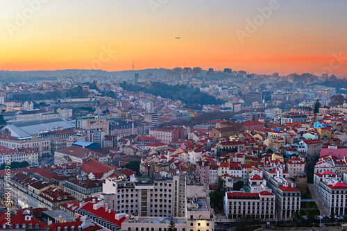 Skyline of Lisbon at sunset