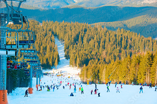 Ski resort at sunset