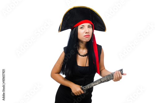 Woman pirate isolated on white © Elnur