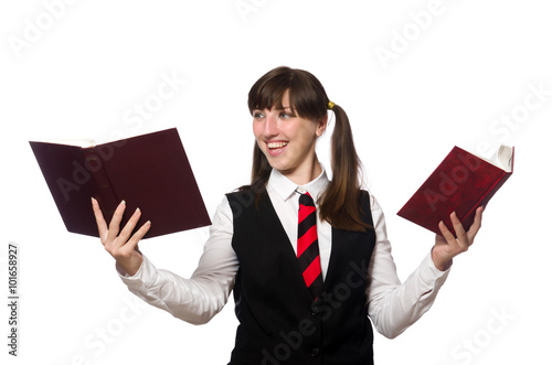 Funny nerd student isolated on white