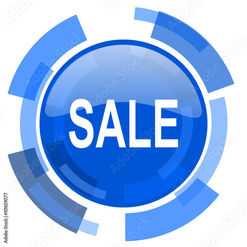 sale blue glossy circle modern web icon