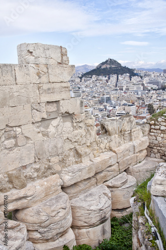 View from the Acropolis of Athens to the Athens suburb. Greece