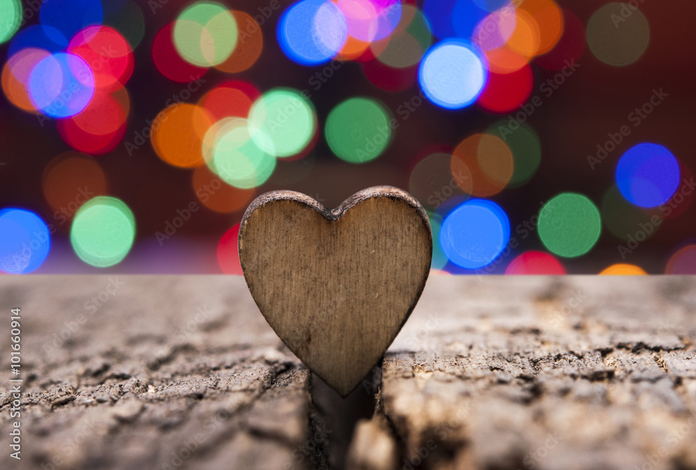 Fototapeta premium wooden heart on wooden background. Valentine's day.