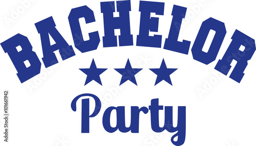 Bachelor party with college font