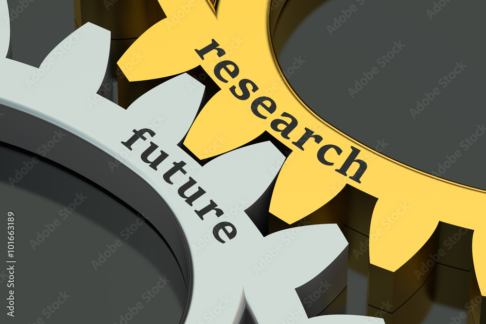 Fotografie Research Future concept on the gearwheels