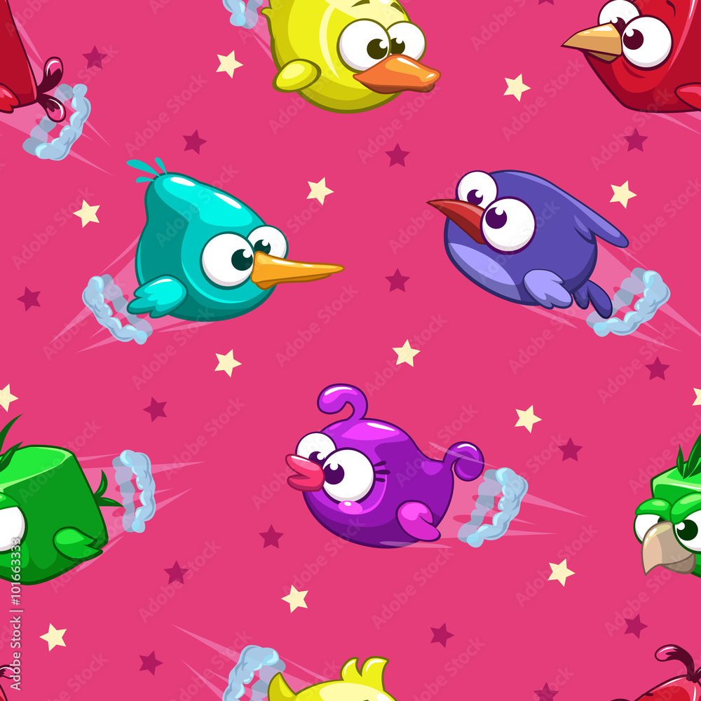 Φωτογραφία Seamless pattern with funny cartoon birds