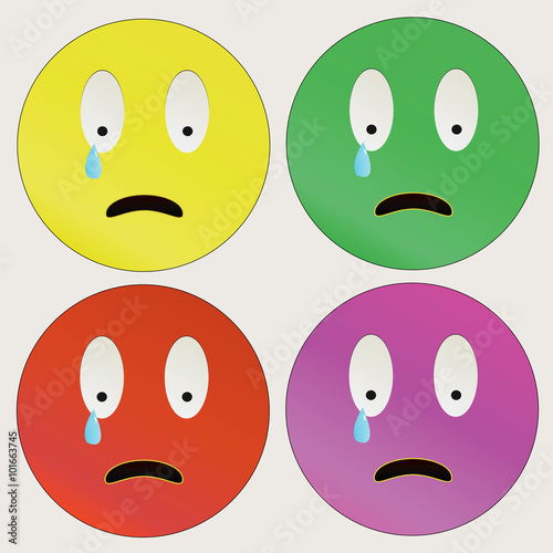 Crying emoticon. Vector illustration