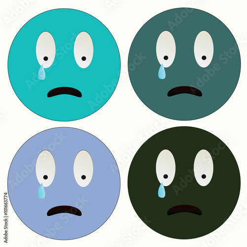 Crying emoticon. Vector illustration