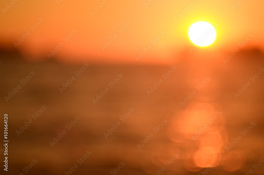 Plakat Blur tropical sunset beach abstract background.