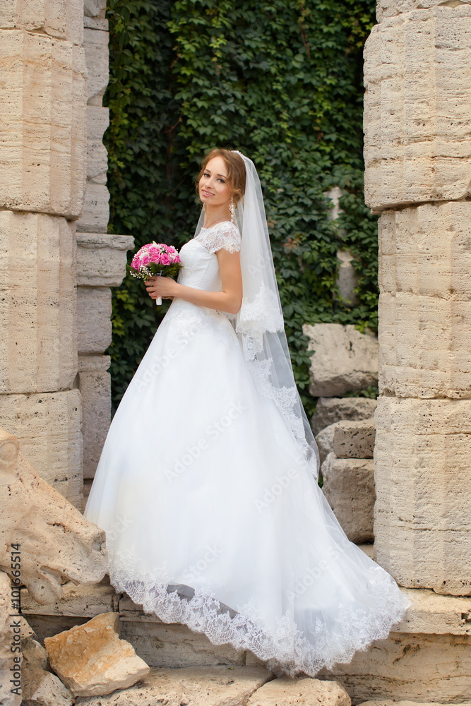 young beautiful bride on her wedding day