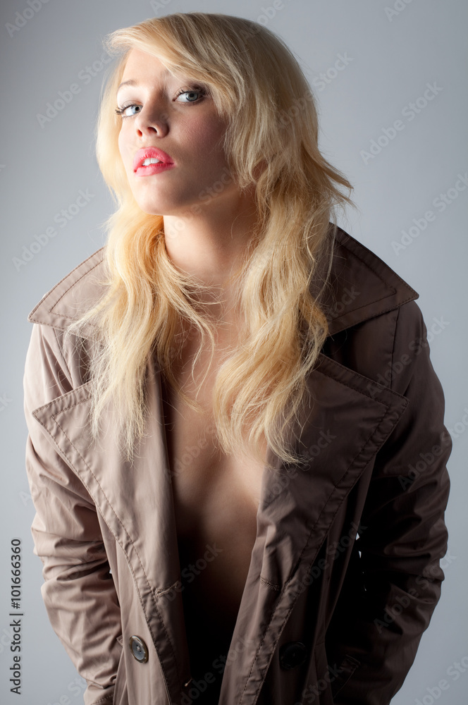 Sexy Woman in Trench Coat With Nothing Underneath Stock Photo | Adobe Stock