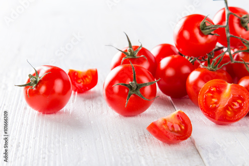 Fresh cherry tomatoes on a ...