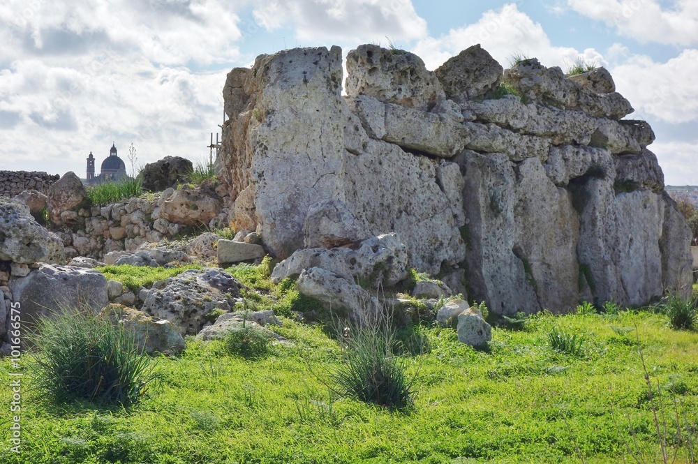 The Neolithic megalith temple complex of Ggantija (Tempji Neolitici Tal-Ggantija) on the island of Gozo in Malta
The Neolithic megalith temple complex of Ggantija (Tempji Neolitici Tal-Ggantija) on the island of Gozo in Malta